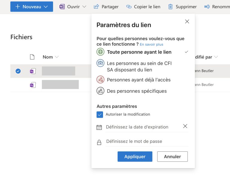 comment partager des fichiers avec onedrive